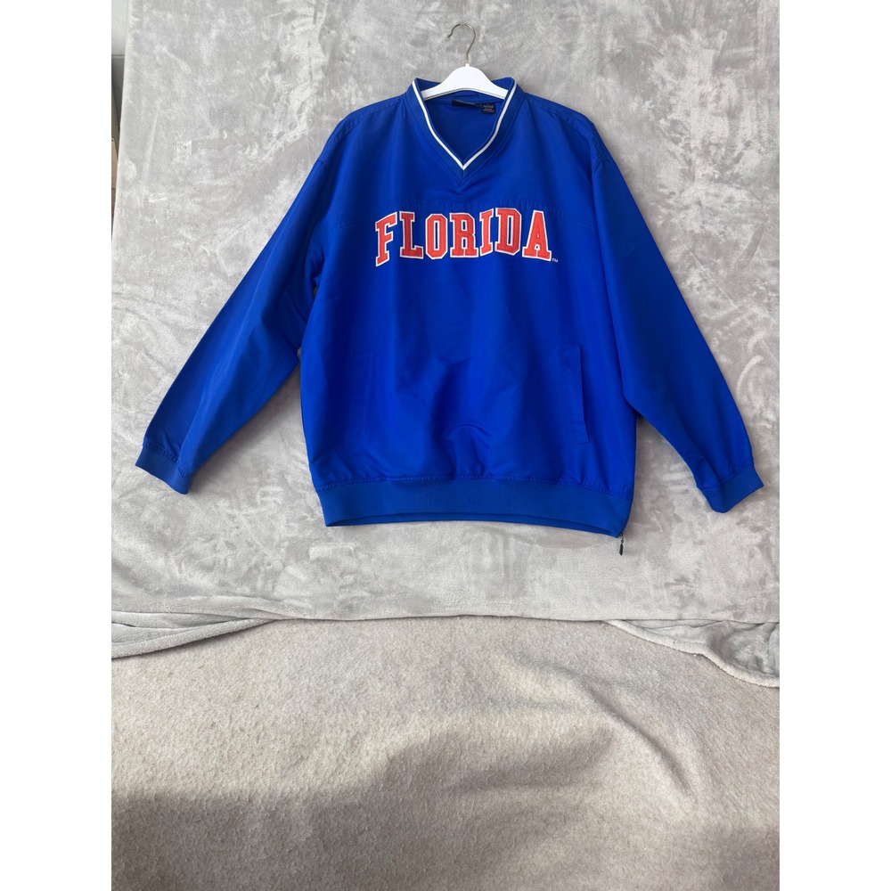 J2 Sport Florida Gators Mens Large Blue V-Neck Windbreaker Pullover Jacket L